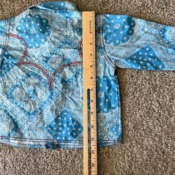 Cowboy hardware shirt baby boy 6m blue paisley pearl snap western rodeo cowboy - Picture 11 of 12